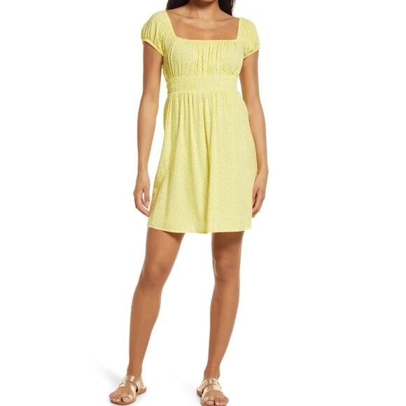Billabong Yellow Wildflower Lightweight Flowy Minidress Mini Dress 10 M new nwt - Picture 1 of 12